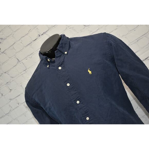 Polo Ralph Lauren Linen Silk Dress Shirt Men XL Classic Fit Blue Long Sleeve - Picture 1 of 7